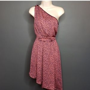 Rachel Rachel Roy Dress Size 0 Coral Pink / Purple Sheath One Shoulder